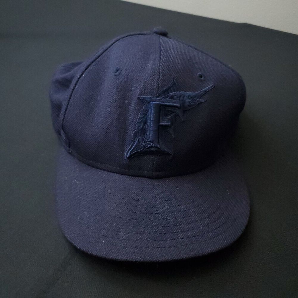 Florida Marlins Hat Men Black 7 3/4 New Era NCAA 59 Fifty Wool Fish Logo Vintage